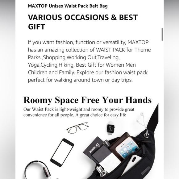 Maxtop NWOT unisex crossbody fanny style pack in coral. - Picture 4 of 10